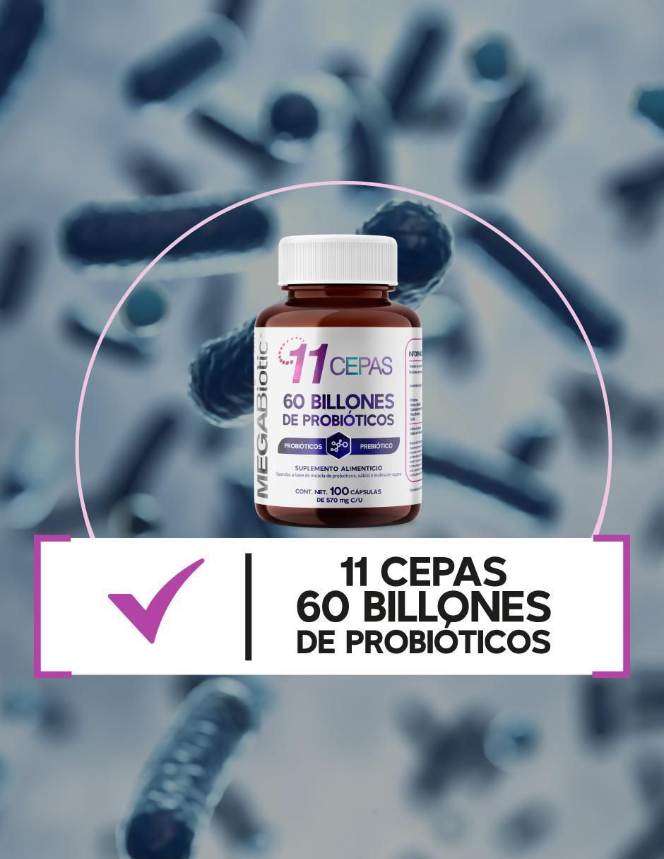 Probióticos 11 Cepas 60 Billones con Inulina de Agave Megabiotic con probióticos de 100 cápsulas 4