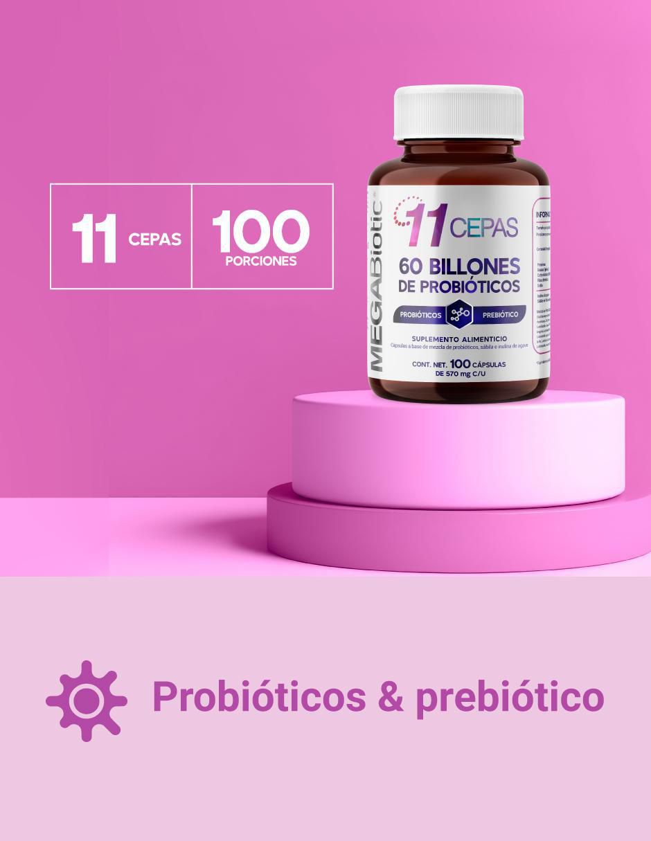 Probióticos 11 Cepas 60 Billones con Inulina de Agave Megabiotic con probióticos de 100 cápsulas 6