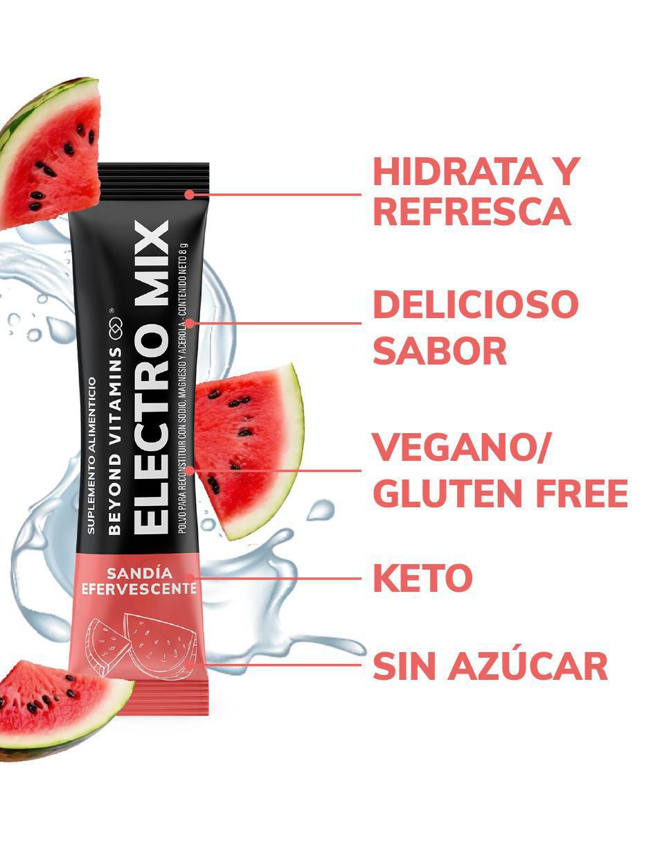 Electrolitos sin azúcar efervescente sabor sandia de 180 g 6