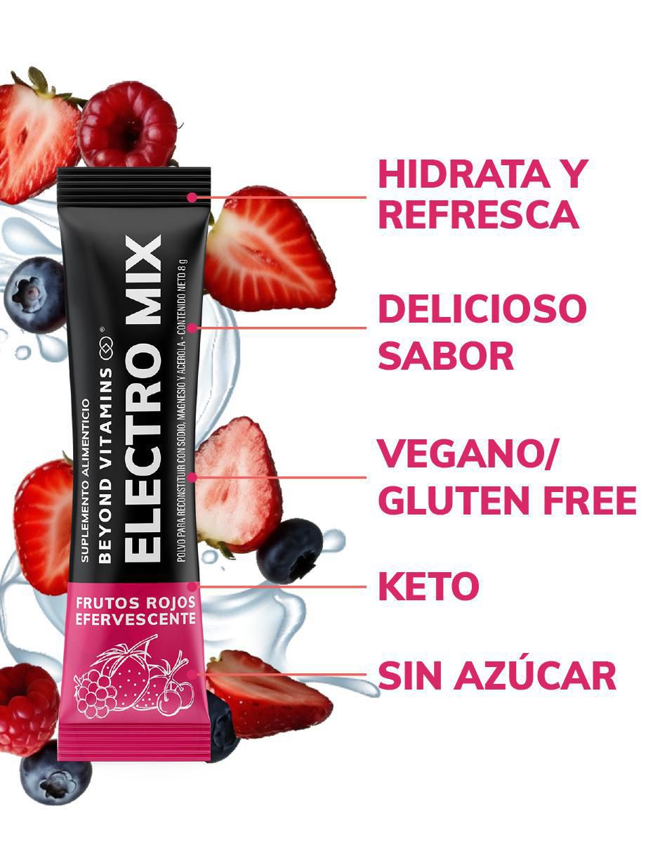 Electrolitos sin azúcar efervescente sabor frutos rojos de 160 g 6