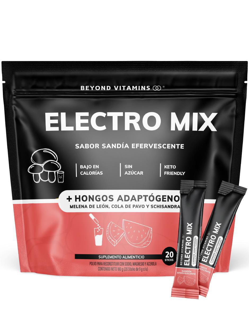 Electrolitos sin azúcar efervescente con hongos sabor sandia de 180 g