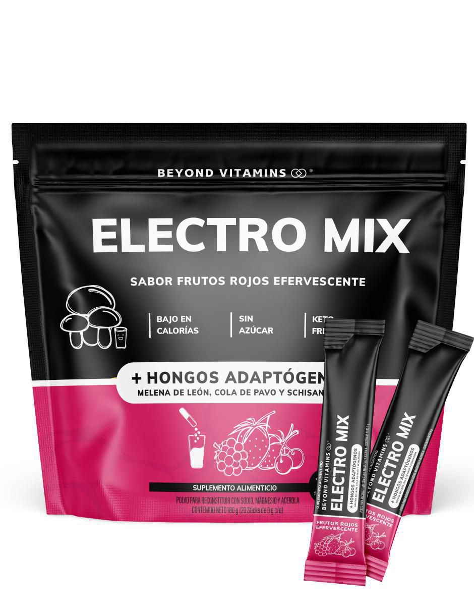Electrolitos sin azúcar efervescente con hongos sabor frutos rojos de 180 g