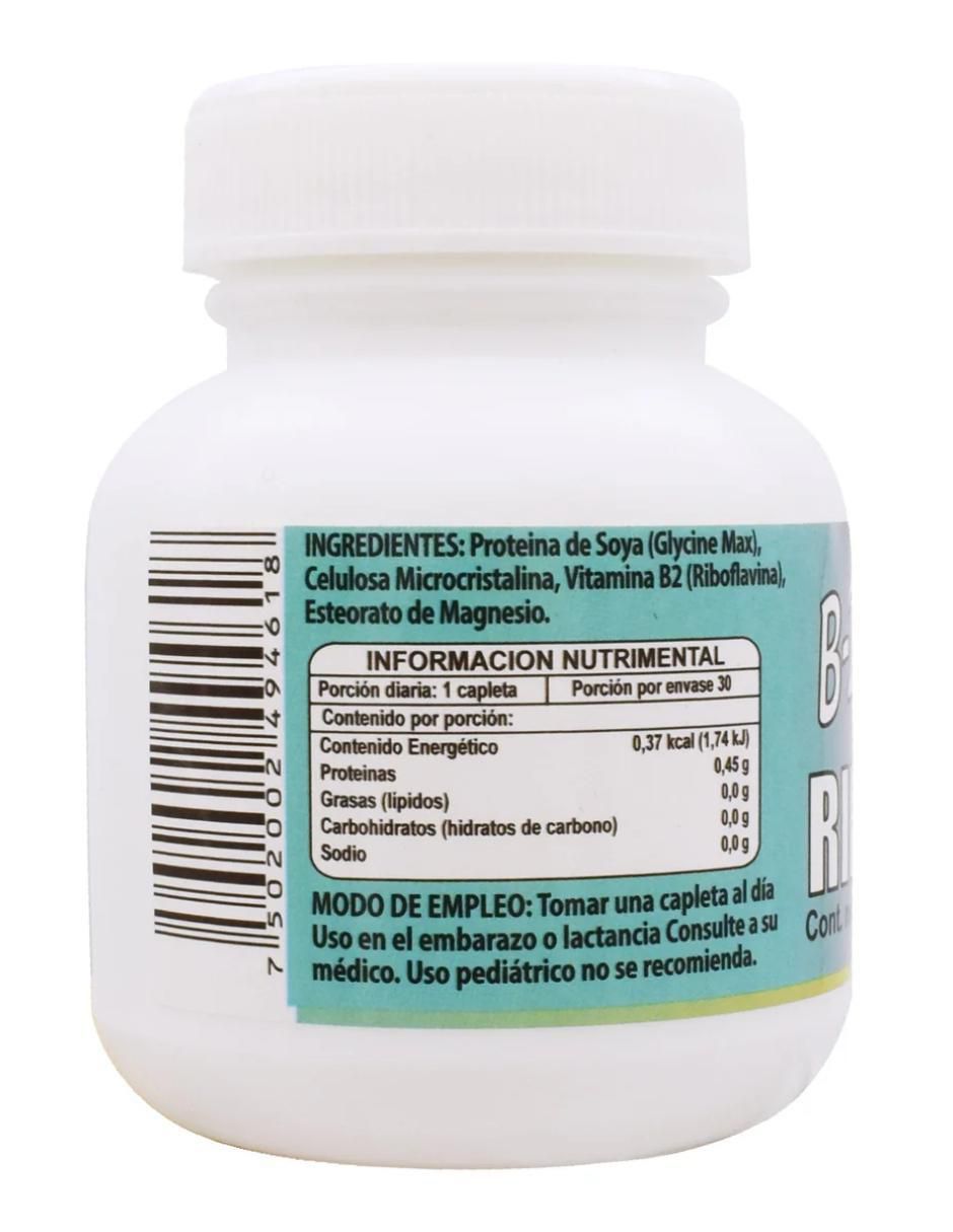 Vitamina B2 Riboflavina de 30 cápsulas 2
