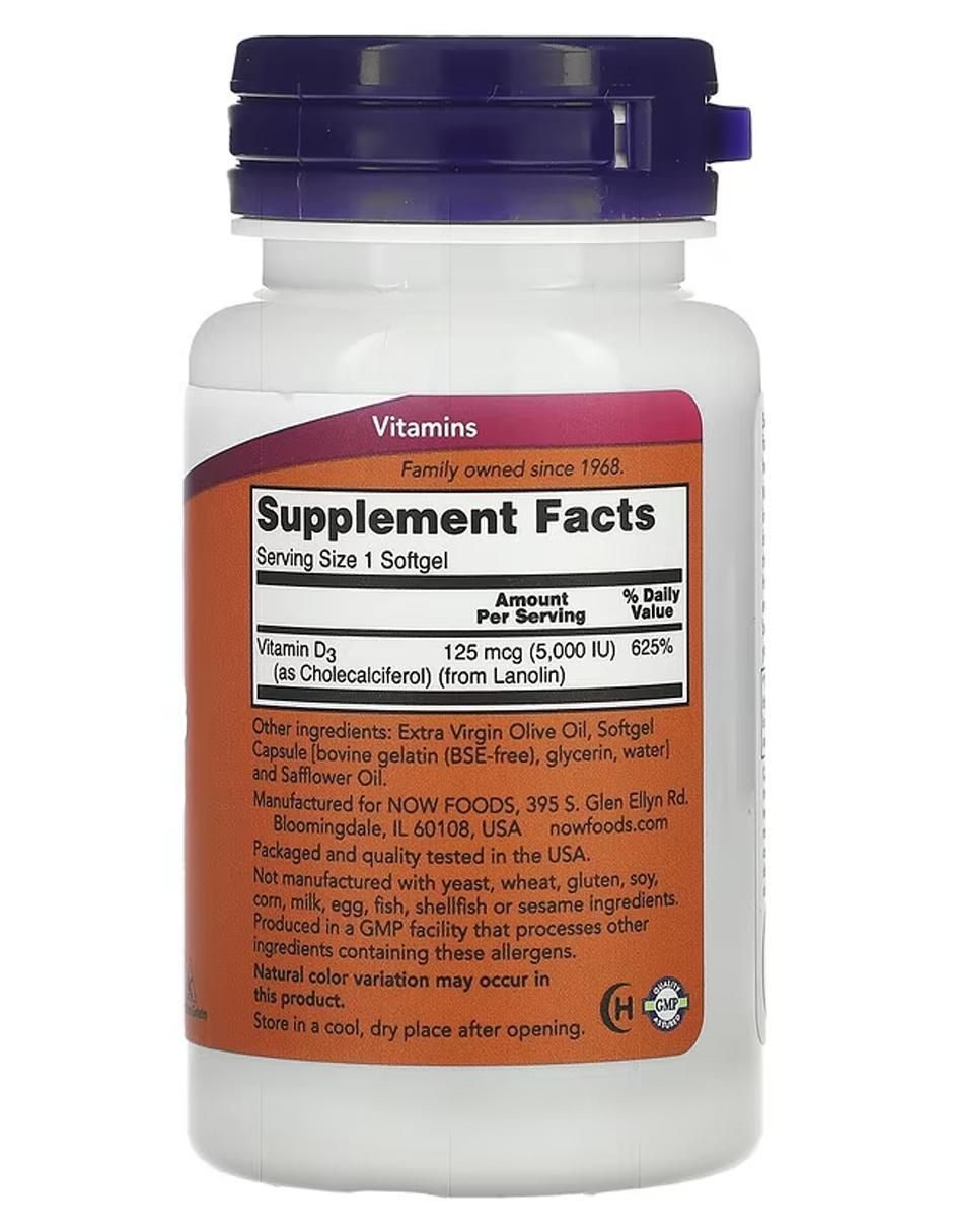 Vitamina D-3 5000 UI de 120 cápsulas 2