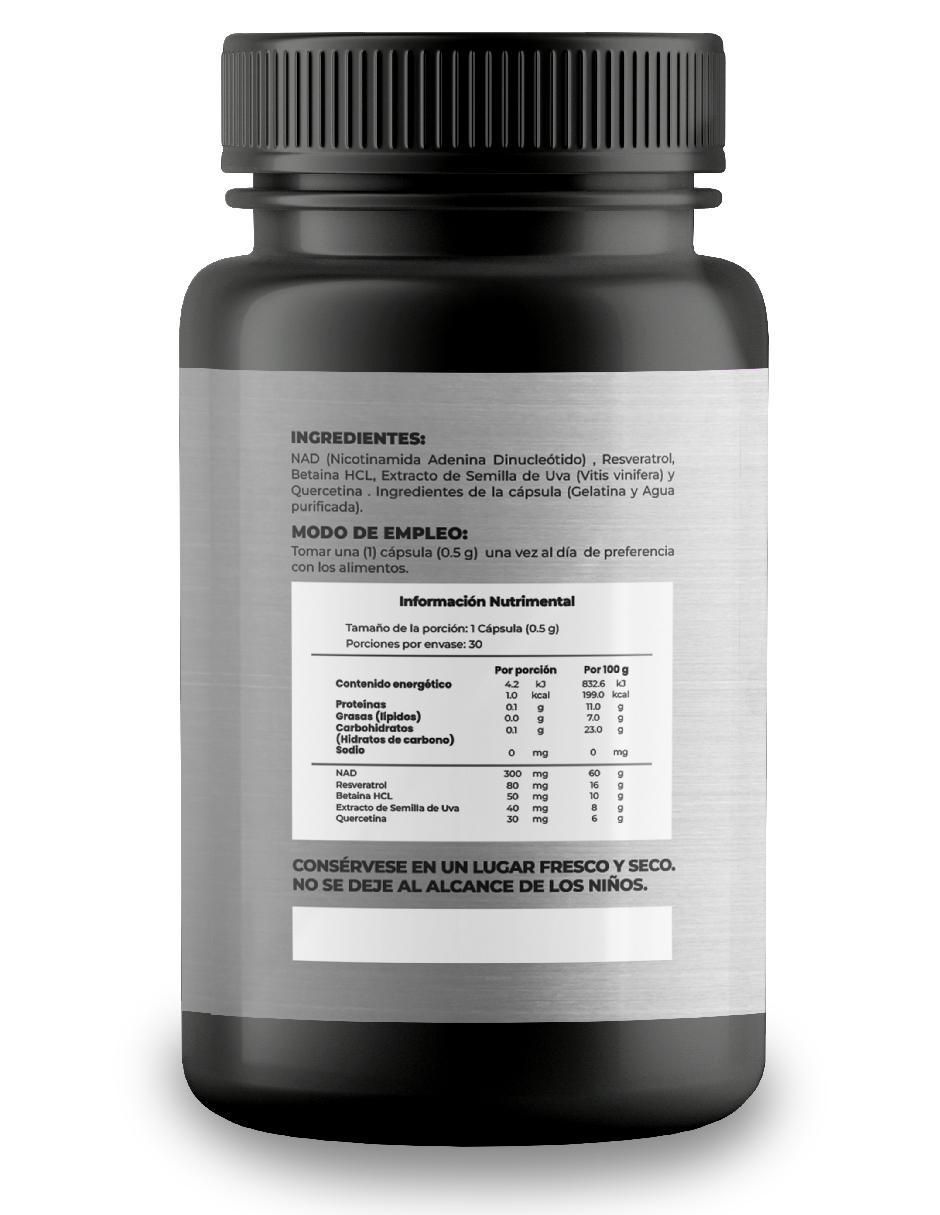 NAD+ Complex con nad+ (nicotinamide adenine dinucleotide) de 30 cápsulas 3