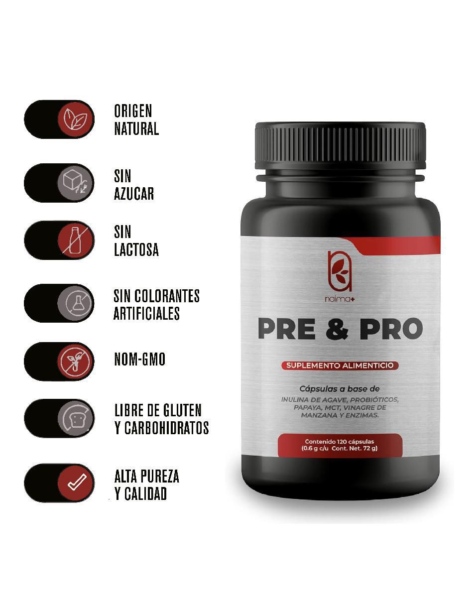 Pre & Pro (Prebióticos y Probióticos) con Enzimas Digestivas de 120 cápsulas 4