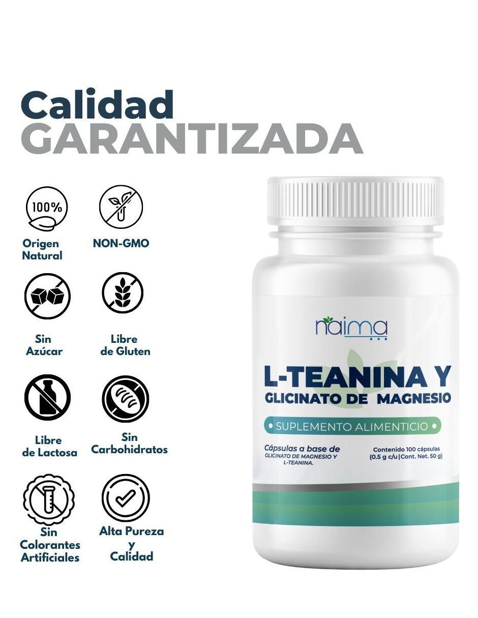 L - Teanina y Glicinato de Magnesio con l-teanina de 100 cápsulas 4
