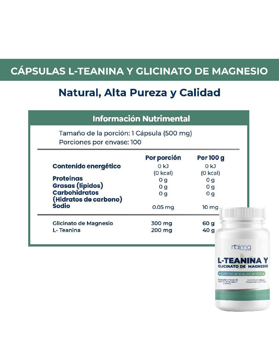 L - Teanina y Glicinato de Magnesio con l-teanina de 100 cápsulas 5