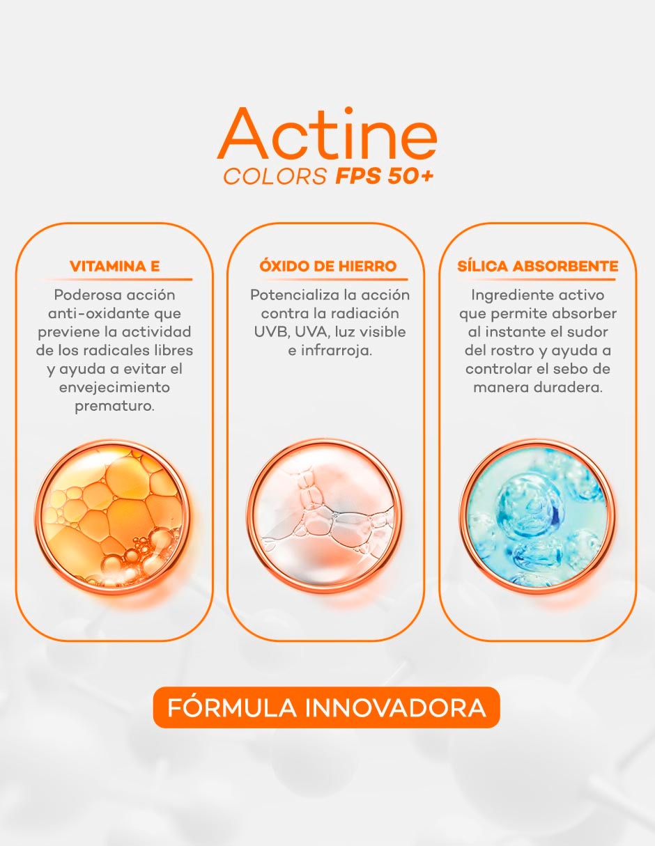 Protector solar FPS 50 Dermatológico Facial Claro Actine Colors 40 g 5