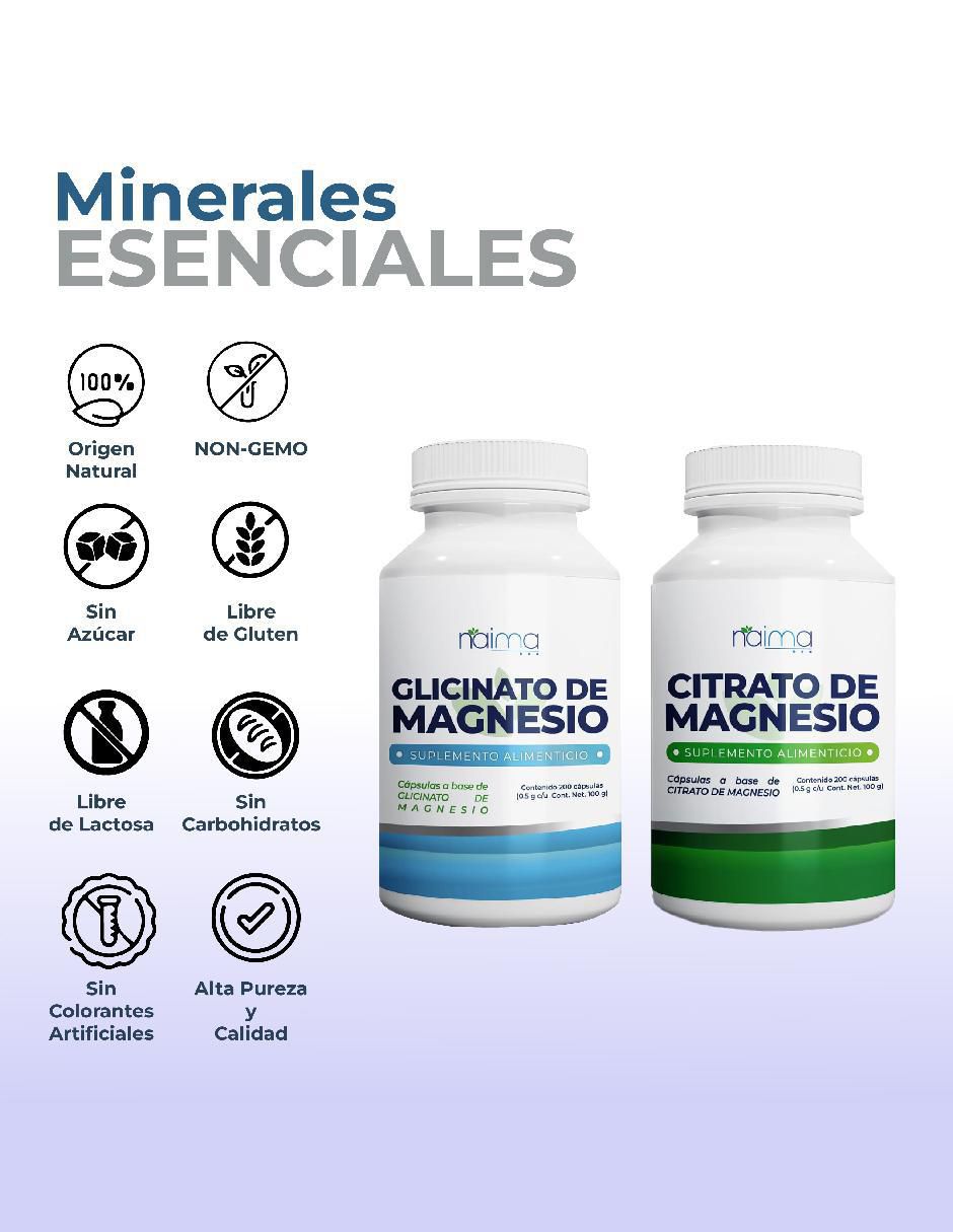Glicinato de Magnesio y Citrato de Magnesio con magnesio 4