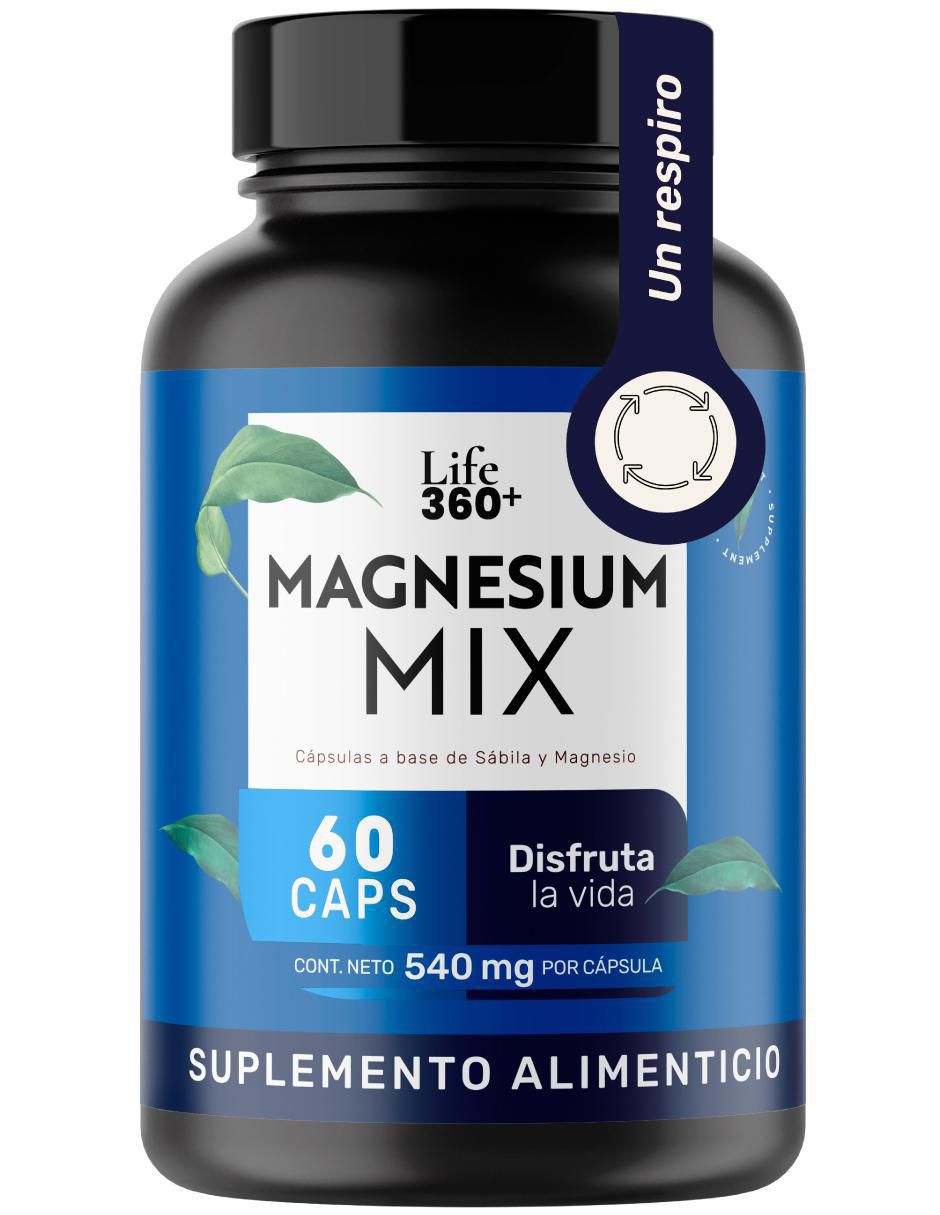 Magnesium Mix Life 360+ Citrato Glicinato de Magnesio con magnesio de 60 cápsulas