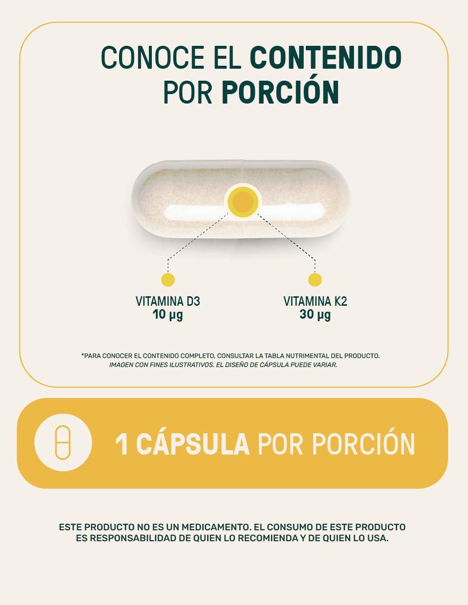 Suplemento D3+K2 con Vitaminas K2  y D3 de 200 Cápsulas Life360+ 4