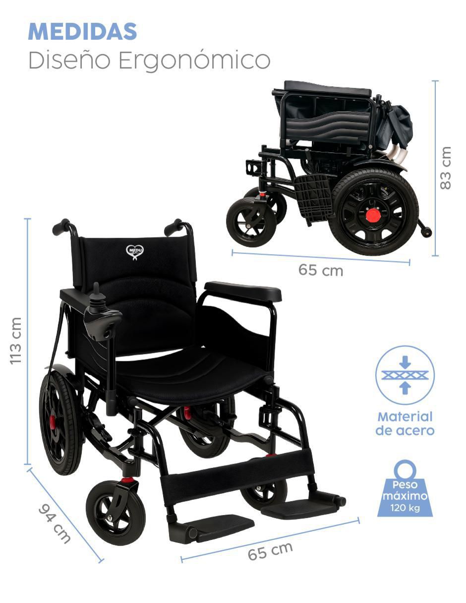 Silla de ruedas eléctrica pegable rinde 18 km hasta 120 kg 8