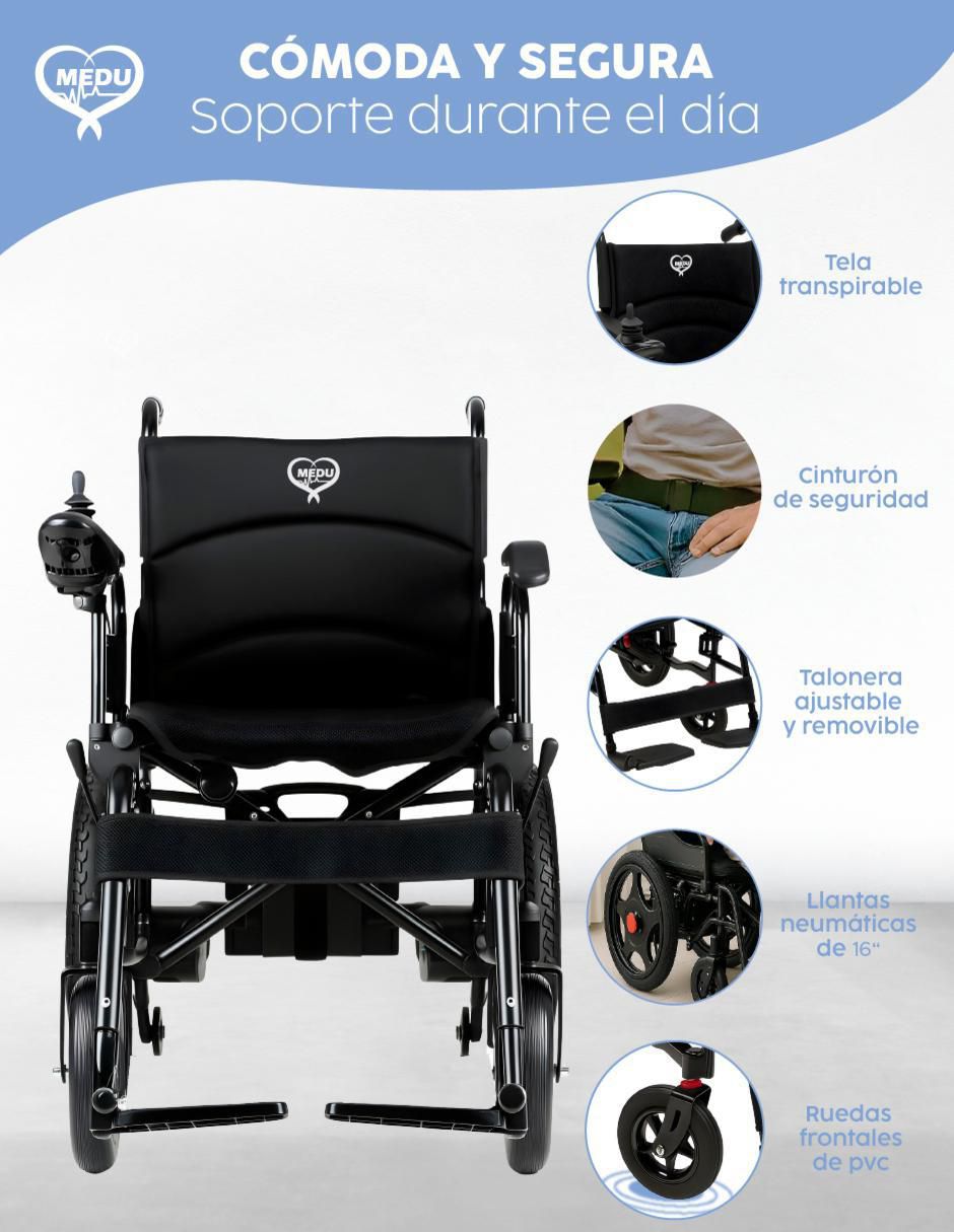 Silla de ruedas eléctrica pegable rinde 18 km hasta 120 kg 6