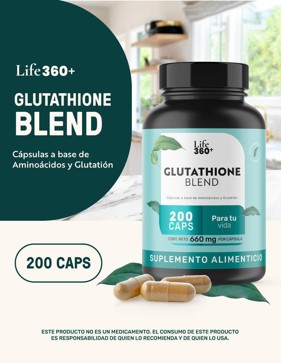 Glutation LIFE 360+ L-Lisina L-Glicina L-Glutamina con l-glutamina de 200 cápsulas 4