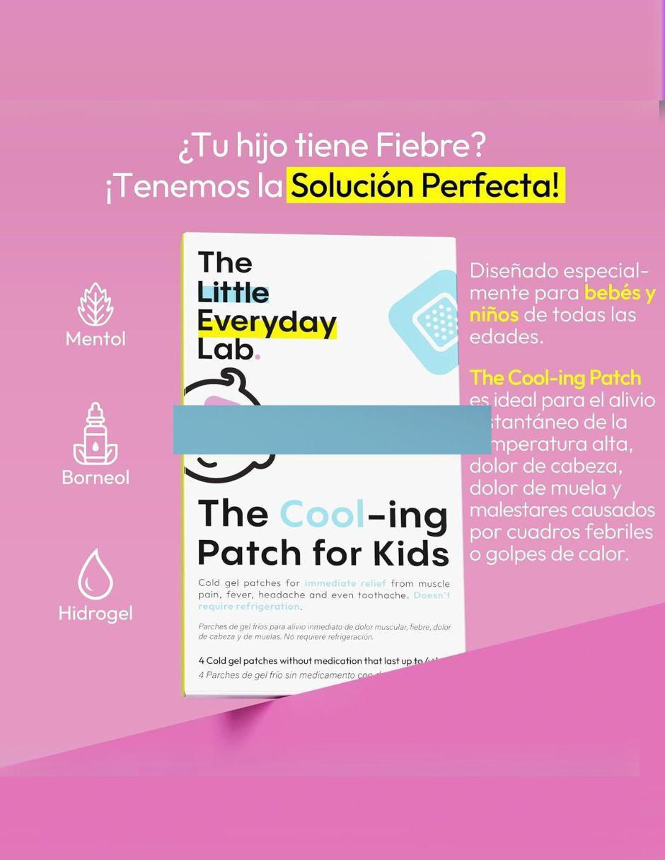 The Cool-ing Patch for Kids- Parches fríos para bajar la temperatura o dolor con multivitaminico de 4 parches 4