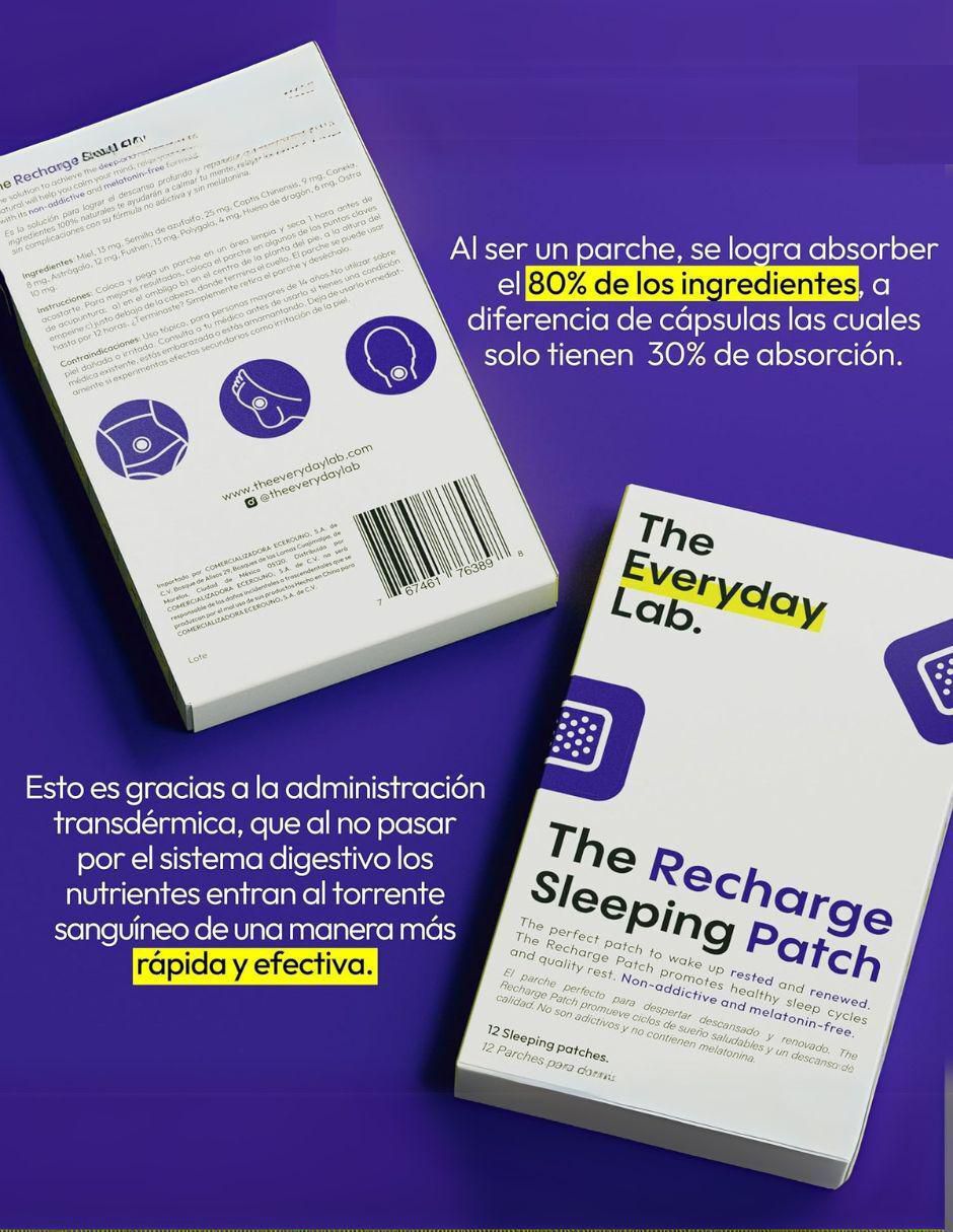 The Recharge Sleeping Patch- Parches para conciliar el sueño sin melatonina con multivitaminico de 12 PARCHES 4