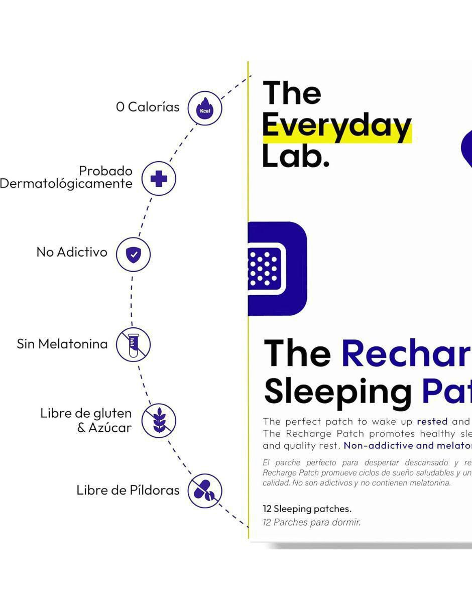The Recharge Sleeping Patch- Parches para conciliar el sueño sin melatonina con multivitaminico de 12 PARCHES 6