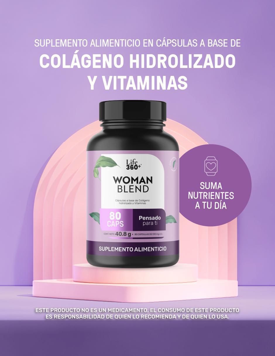 Multivitamínico para Mujer con Colágeno Hidrolizado, Biotina, Ácido Fólico, Vitamina A, C, D, B12 y Zinc, 80 Cápsulas. 2