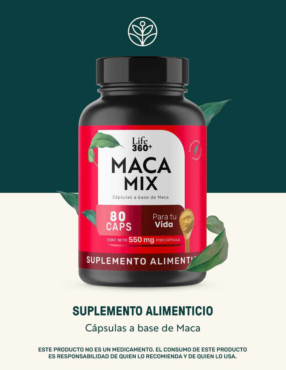 Maca Mix: Maca Negra, Amarilla, Roja Life 360+ con 80 Cápsulas 2