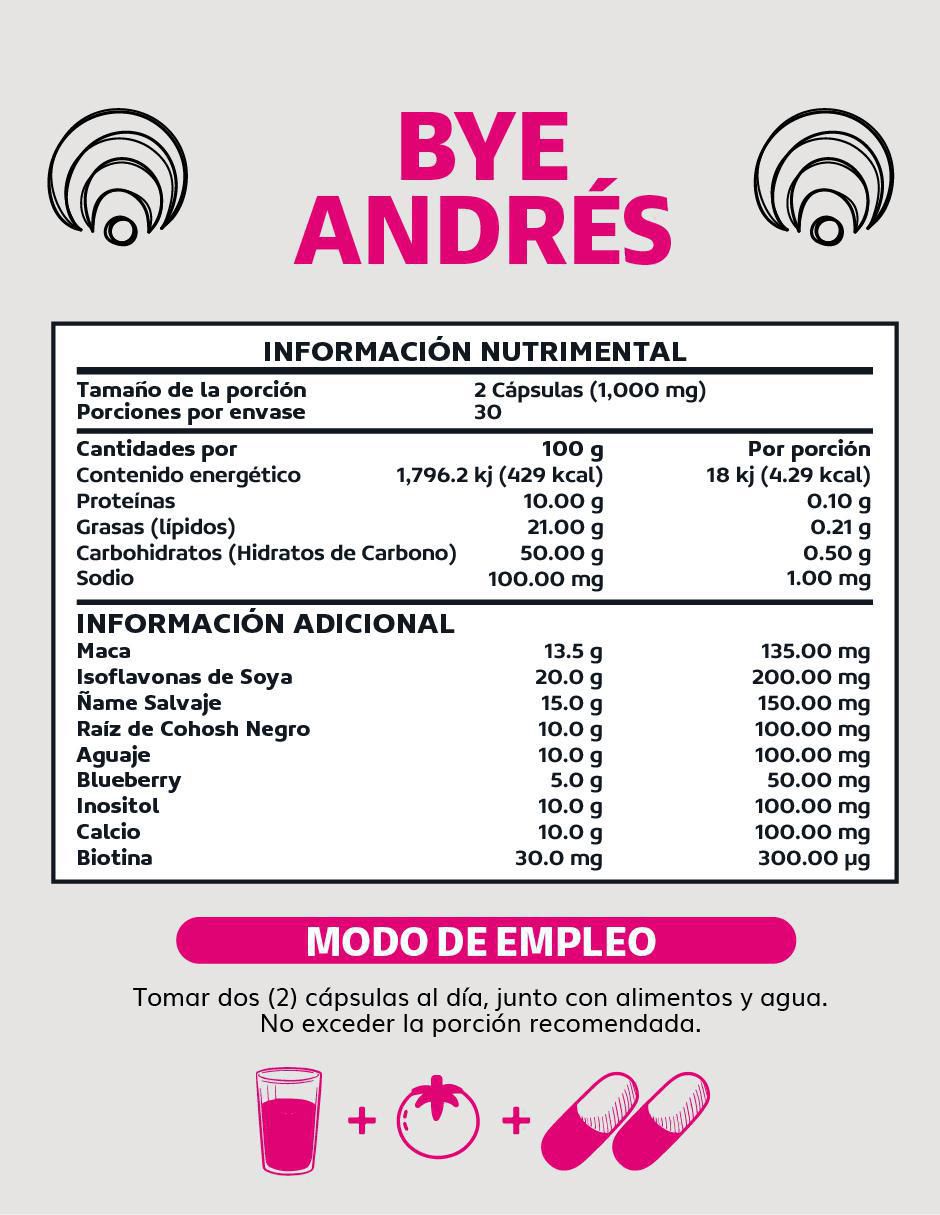 Bye Andres Inositol y Maca de 60 cápsulas 3