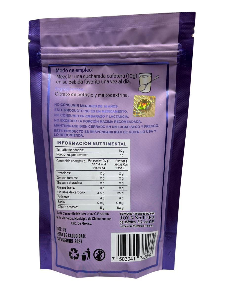 Citrato de Potasio Joy Natura con citrato de potasio sabor natural de 150 g 2