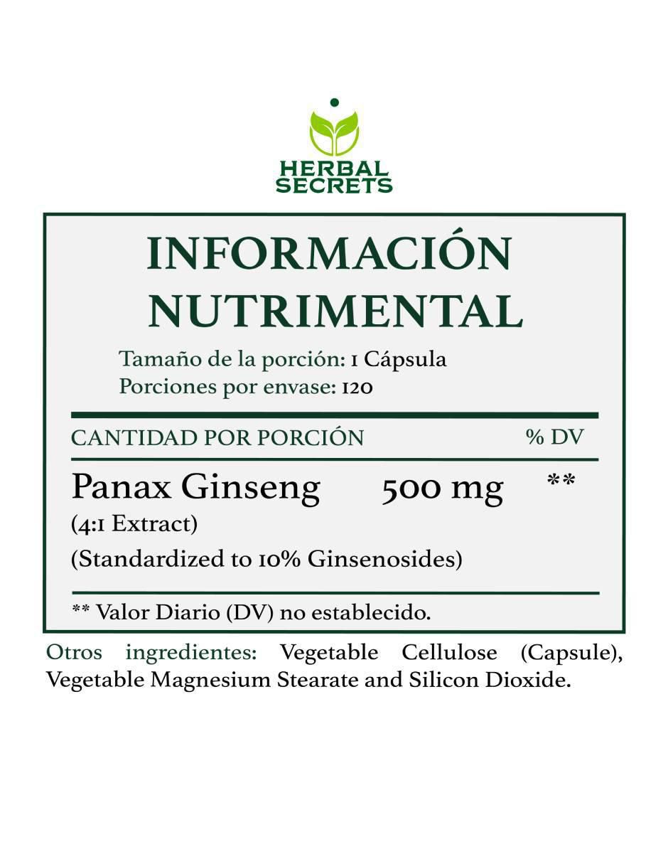 Panax ginseng 500 mg de 120 cápsulas 4