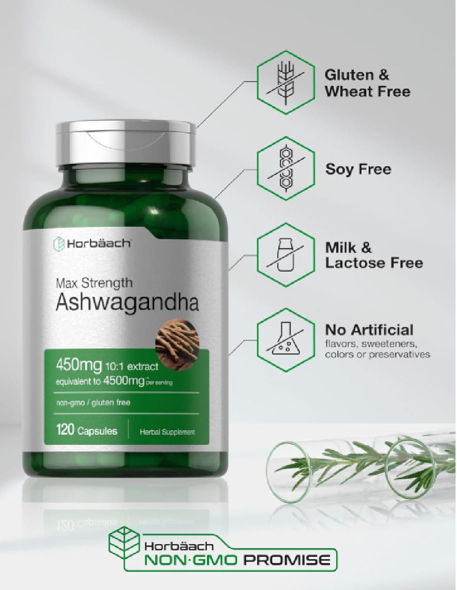ASHWAGANDHA 4500 MG 120 CAP Horbaach con ashwagandha de 120 cápsulas 6