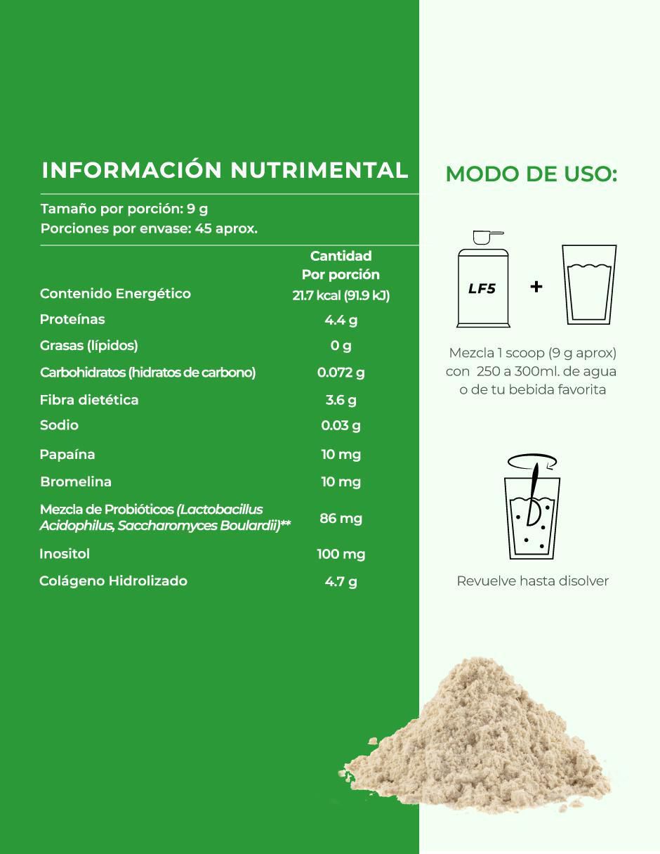 2 pack colágeno hidrolizado Lifeed5 con  probióticos 50 billones enzimas digestivas y prebióticos 3