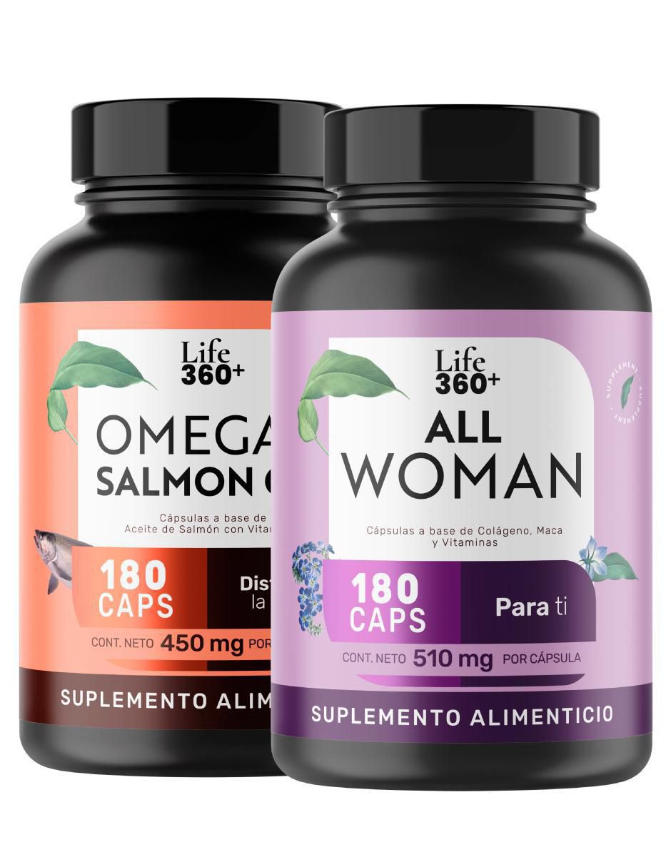Set de suplementos alimenticios Omega Salmon Oil y All Woman con maca Set de suplementos alimenticios Omega Salmon Oil y All Woman con maca