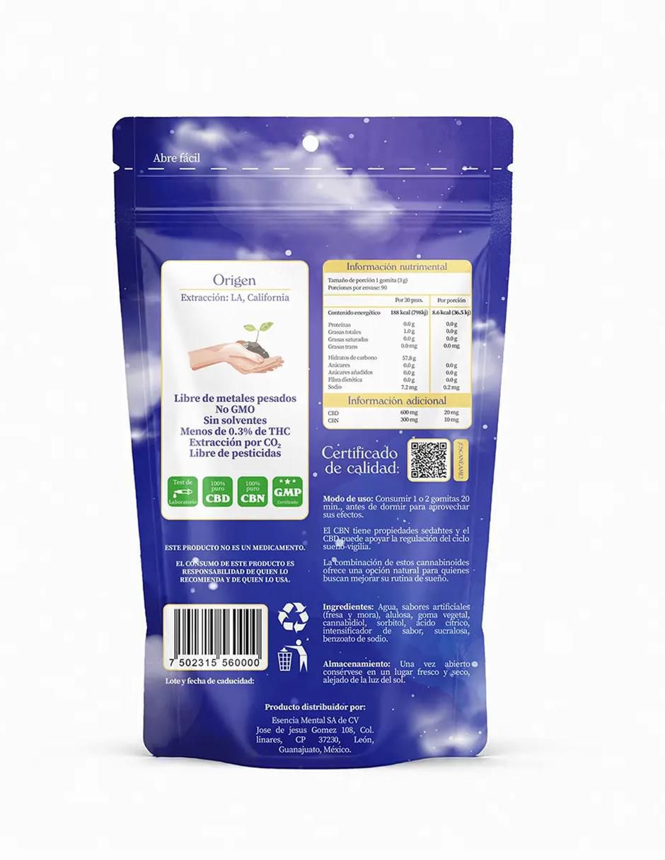 Gomitas para dormir (CBD + CBN) 90 Pzas sabor moras de 90 gomitas 5