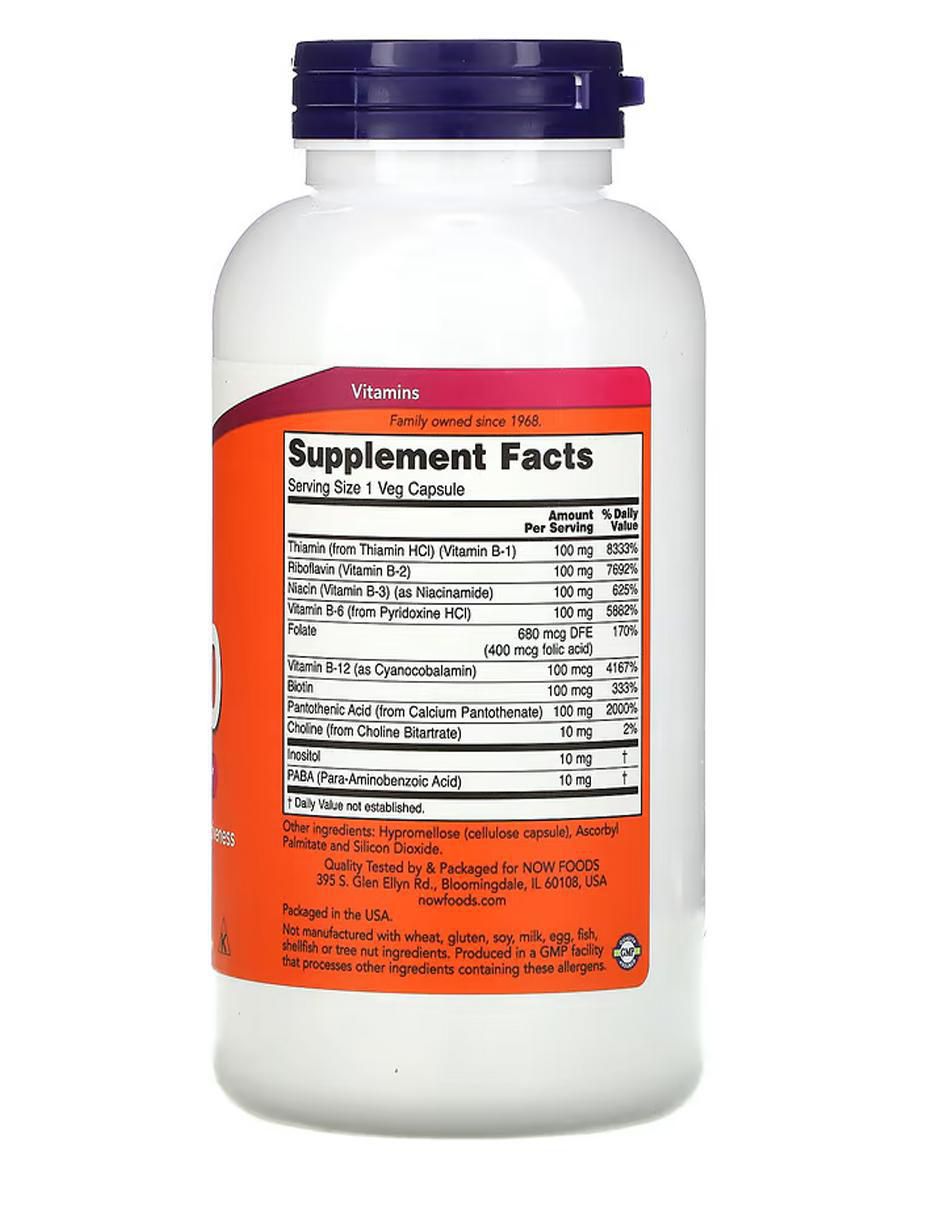 Foods, B-100 Now con vitamina b2 de 250 cápsulas