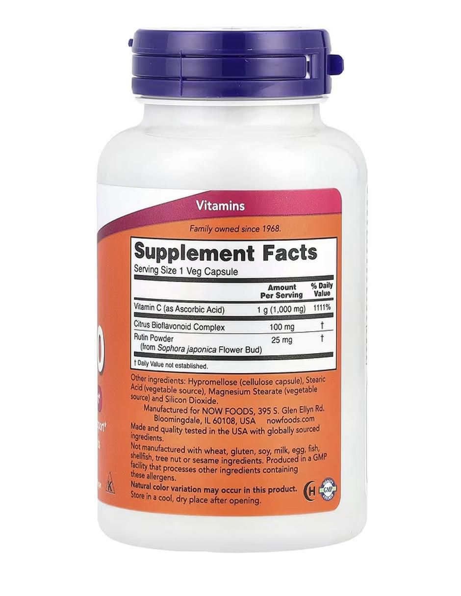Foods, Vitamina C-1000 Now de 100 cápsulas 2