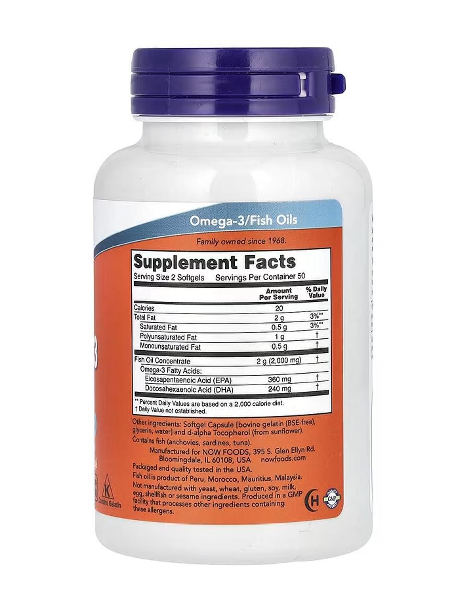 Aceite de pescado con omega-3, 1000 mg con omega 3, epa y dha de 100 cápsulas 2