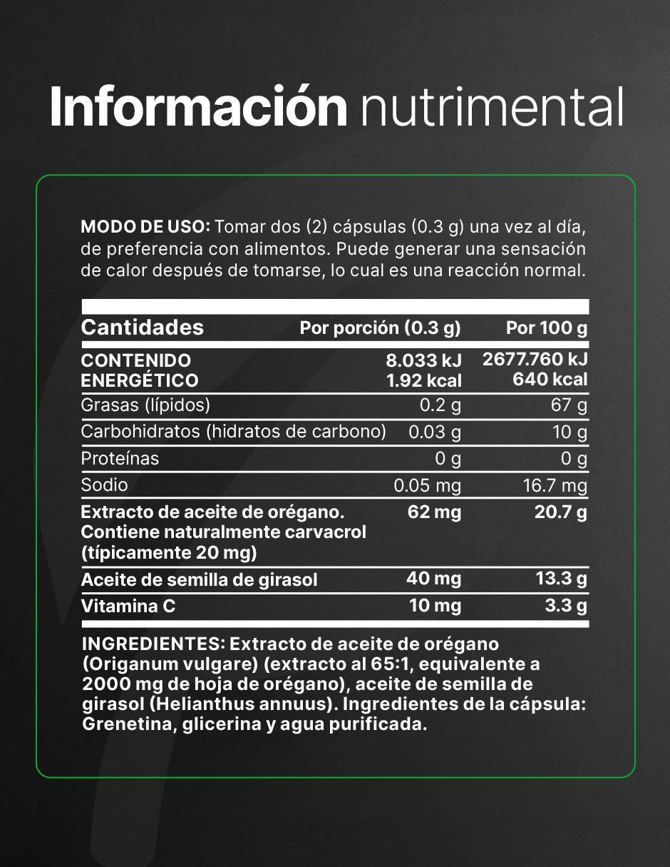 Aceite de Orégano de 300 cápsulas
