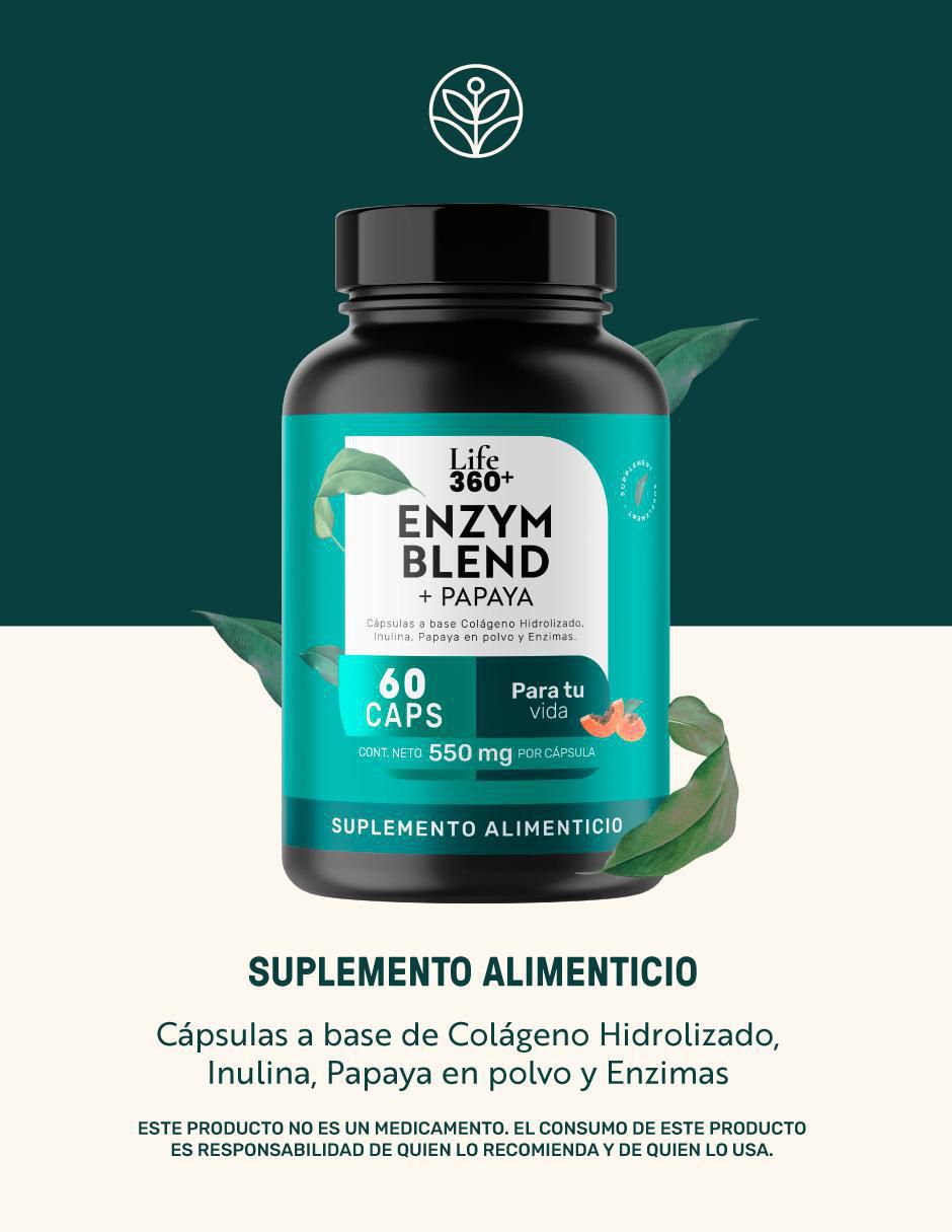 Enzym Blend + Papaya con colágeno hidrolizado, inulina, papaya en polvo y enzimas 2