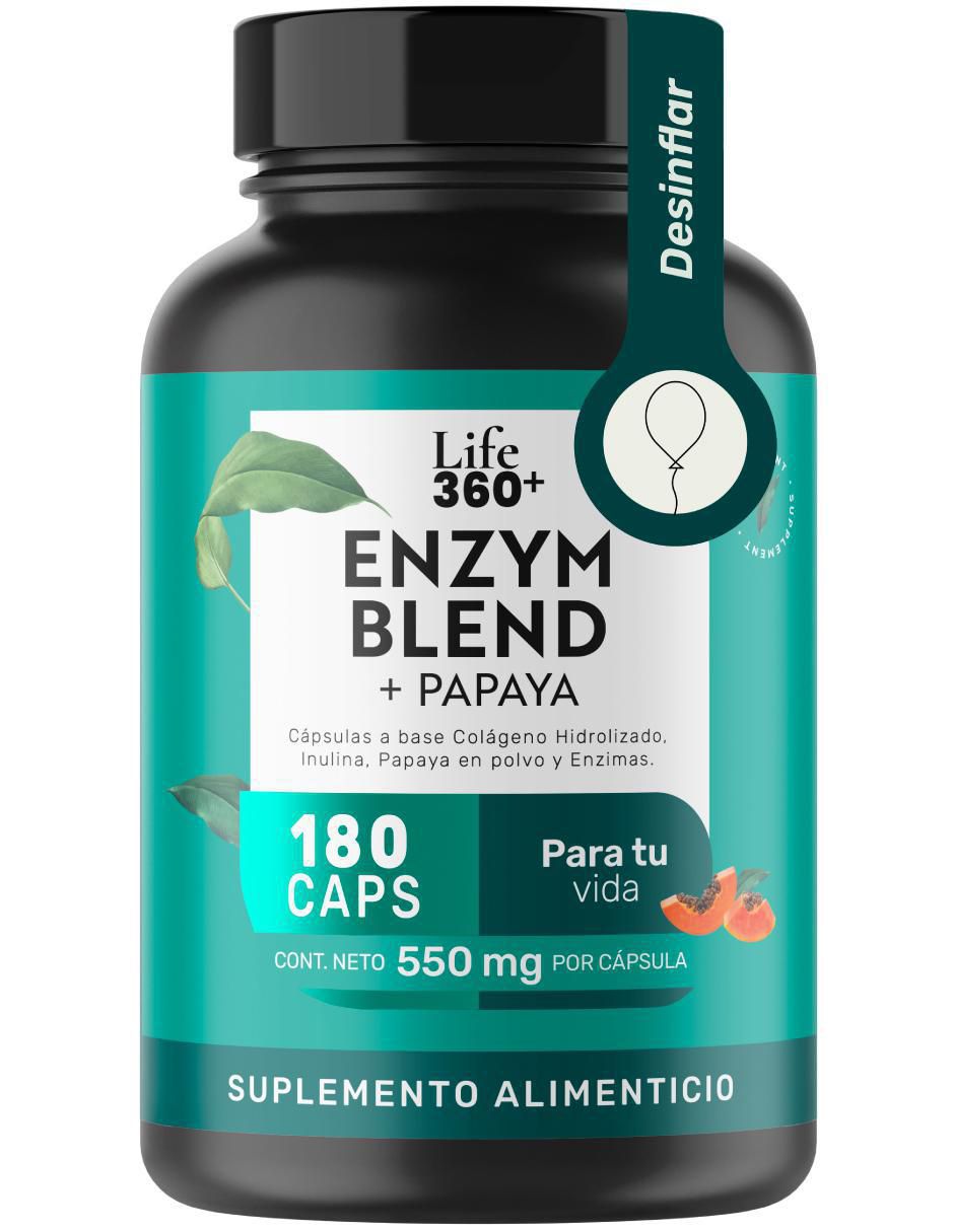 Enzym Blend + Papaya con colágeno hidrolizado, inulina, papaya en polvo y enzimas Enzym Blend + Papaya con colágeno hidrolizado, inulina, papaya en polvo y enzimas