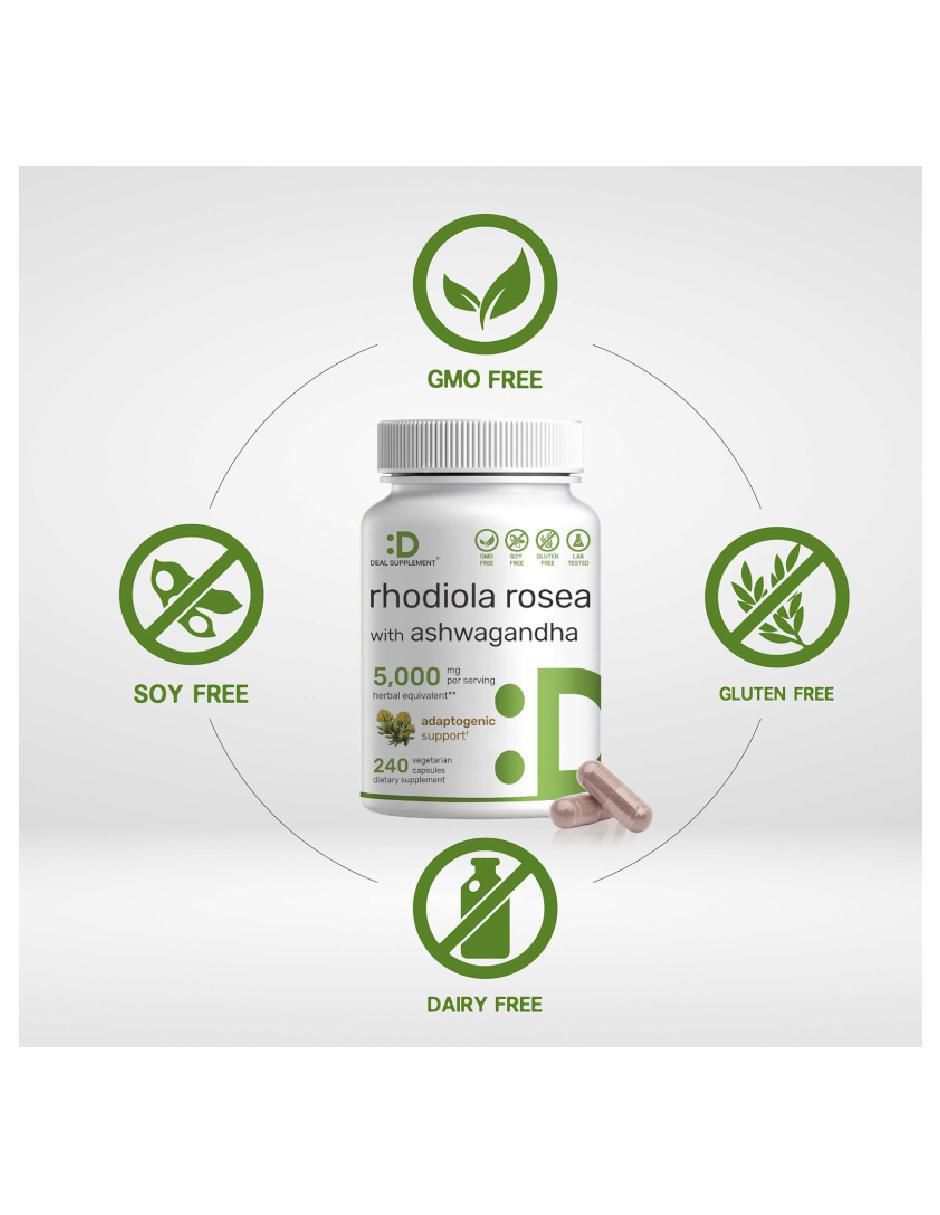 Rhodiola Rosea con Ashwagandha de 240 cápsulas 4