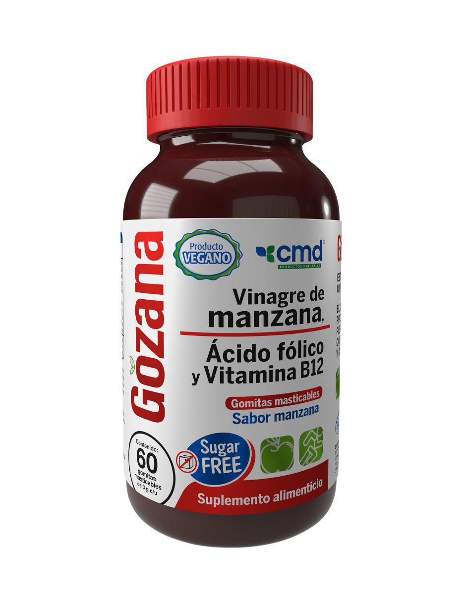 Gozana con Vinagre de manzana, Ácido Fólico y Vitamina B12 sabor manzana