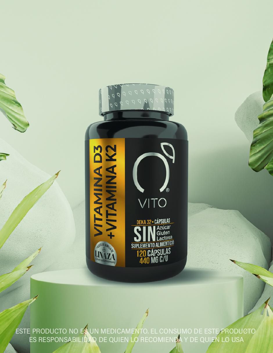 Deka 32 con vitamina d3 + k2, aceite de semilla de linaza de 120 cápsulas 5