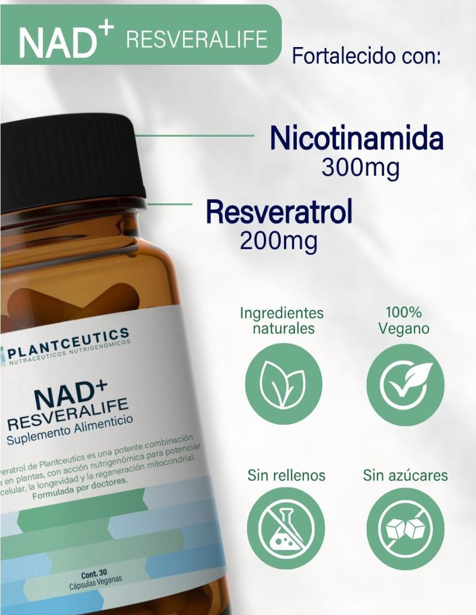 Nad+ Resveralife con nad+ (nicotinamide adenine dinucleotide) de 30 cápsulas 2