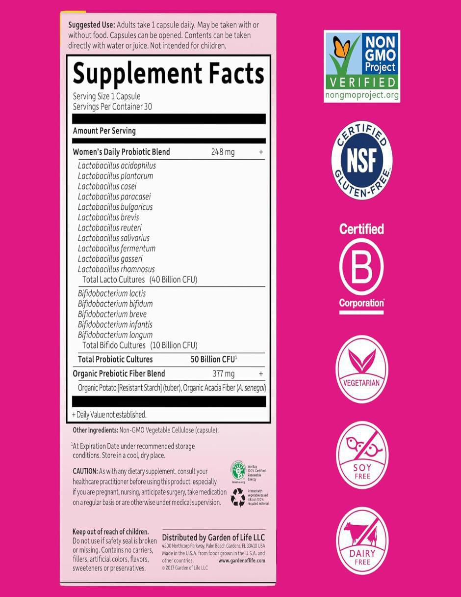 Dr. Formulated Probiotics Once Daily Women's Shelf-Stable con prebióticos de 30 cápsulas 2