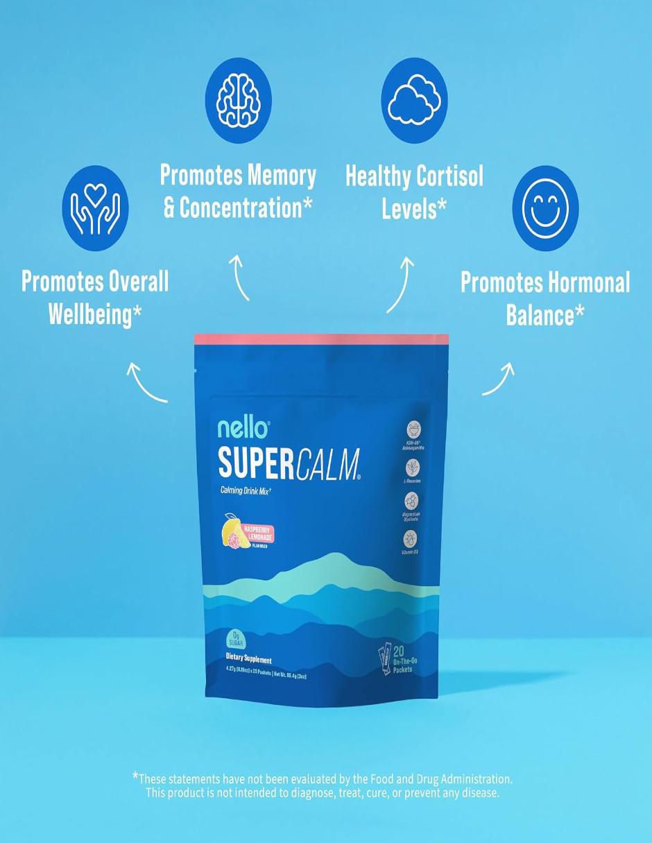 Supercalm Nello con ashwagandha y magnesio sabor limonada rosa de 20 sobres 2