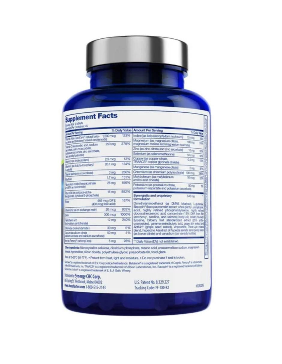 Suplemento Cerebral Multivitamínico con vitaminas y minerales sabor amargo de 180 tabletas 2