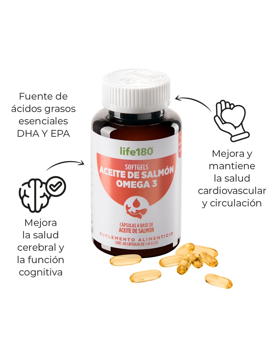 Softgels con omega 3, aceite de salmón, dha y epa de 60 cápsulas 2