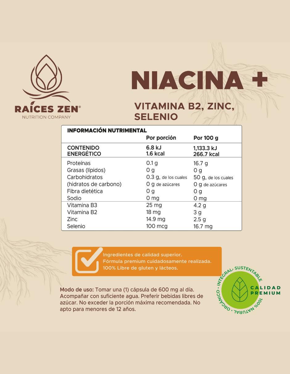 Niacina +Vitamina B2, Zinc y Selenio Super Premium de 120 cápsulas 5
