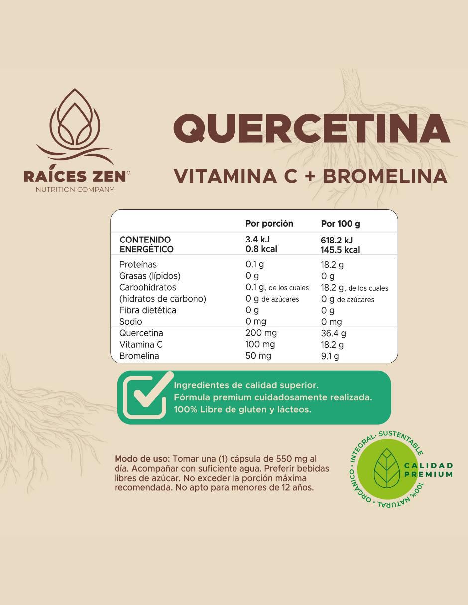 Quercetina Vitamina C + Bromelina Súper Premium de 120 cápsulas 5