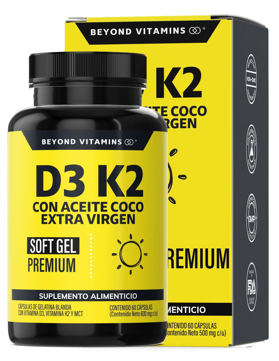 Vitamina D3 Vitamina K2 Aceite de Coco Soft Gel de 60 cápsulas Vitamina D3 Vitamina K2 Aceite de Coco Soft Gel de 60 cápsulas