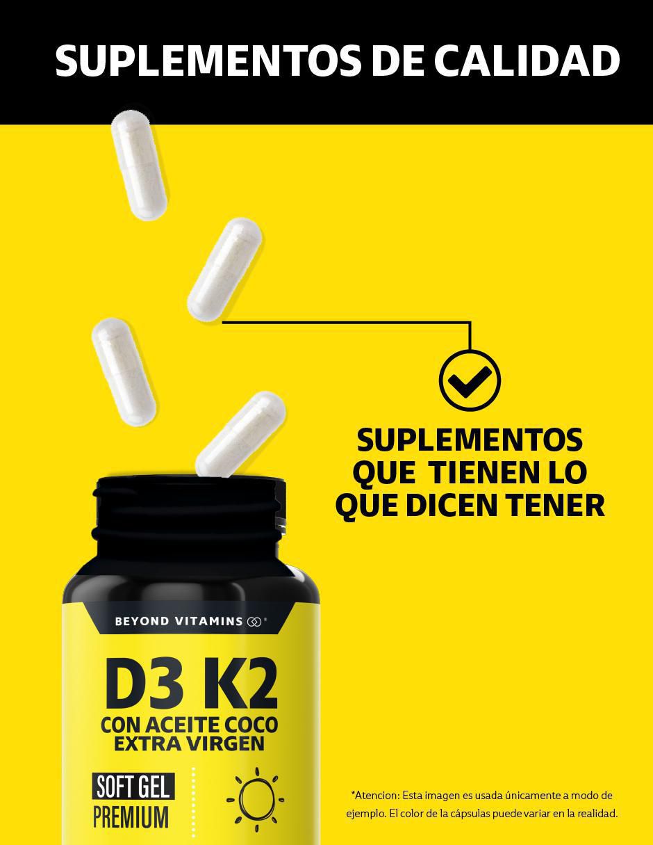 Vitamina D3 Vitamina K2 Aceite de Coco Soft Gel de 60 cápsulas 3