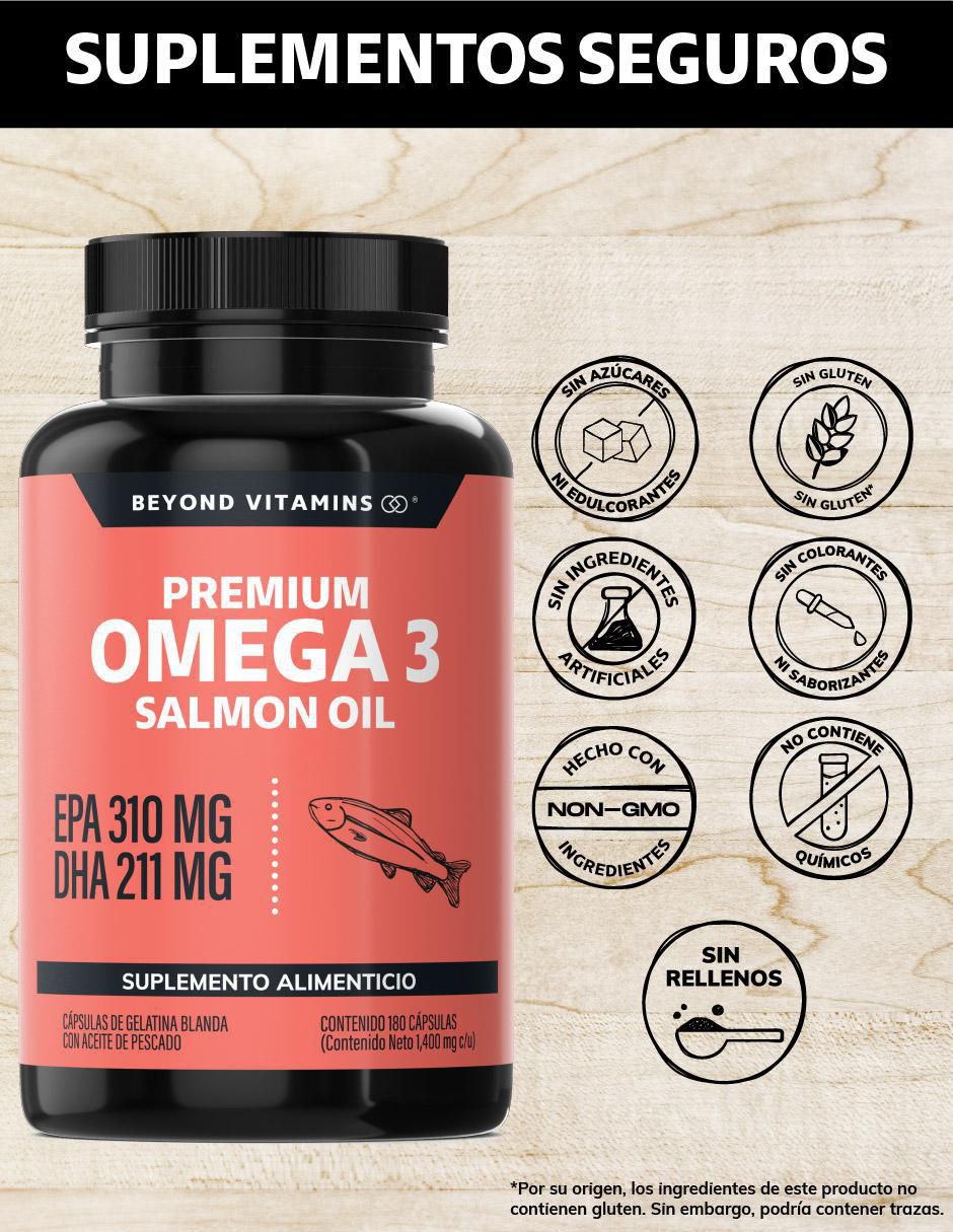 Omega 3 Salmon Oil sabor natural de 180 cápsulas 2